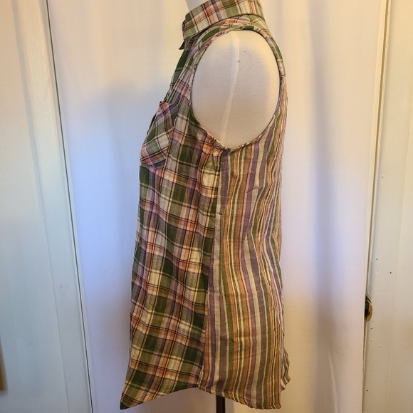 Steezyer plaid button down short sleeved top New - Picture 2 of 8